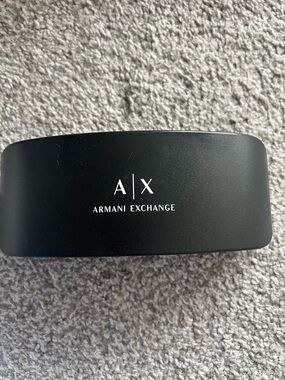 Armani Exchange Black Hard Sunglasses Case with White Logo